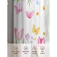thumbnail image 6 of Easter Flowers Sheer Curtains 2 Panels Set Watercolor Pink Blue Purple Tulip Floral Eggs Butterfly Sheer Window Curtains Light Filtering Rod Pocket Voile Drapes for Bedroom Living Room 52"x45", 6 of 9