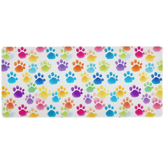 JSTEL Rainbow Dog Paw Prints Large Gaming Mouse Pad Big Mousepad Mice Keyboard Mat with Non-Slip Rubber Base for Computer Laptop Home & Office, 31.5 X 11.8 inch