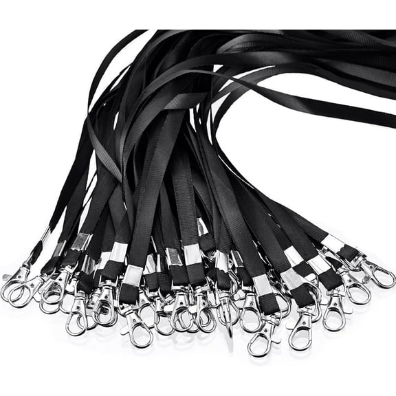 Lanyards, 50 Pack Neck Strap Lanyard with Swivel Hooks, Lanyards Bulk for ID Badges, Name Tags, Black