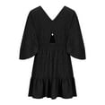 thumbnail image 7 of SMihono Women's Lace Crochet Romper Dress, with Built-in Shorts V Neck Batwing Sleeve Mini Dresses Crochet Bodysuit Black L, 7 of 7
