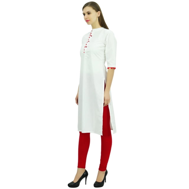 Phagun Kurti Uni en Coton Tunique de Designer Col Mandarin Kurta Ethnique Décontractée Blouse