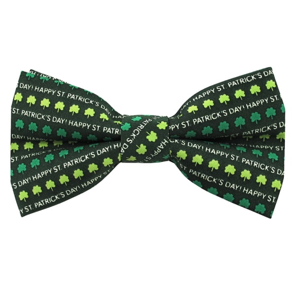 Jacob Alexander Men's Happy St. Patrick's Day Shamrocks Pre-Tied Clip-On Bow Tie
