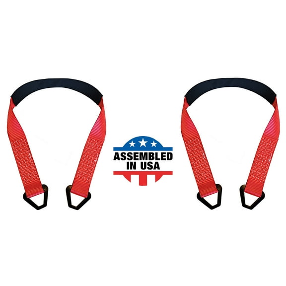 Mega Cargo Control USA 2” x 36” Off-Road Axle Tie-Down Straps (2-Pack) - WLL: 3333 lbs - Red