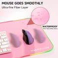 thumbnail image 6 of memzuoix LED Pink Mouse pad, Large RGB Glow Gaming Mouse Pad for Computer Keyboard, 12 Cool Lighting Modes, Anti-Slip Base, Waterproof, Stain Resistant, Desk Mouse pad for Wireless mouse, 6 of 7
