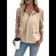thumbnail image 2 of Chaquetas Ligeras para Mujer, con Solapa y Cremallera , Abrigos Casuales de Larga con Bolsillos. Caqui S, 2 of 10