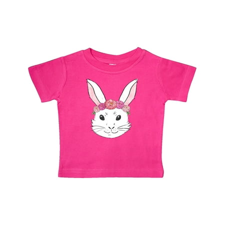 

Inktastic Cute White Easter Bunny Wearing a Pink Flower Crown Gift Baby Boy or Baby Girl T-Shirt