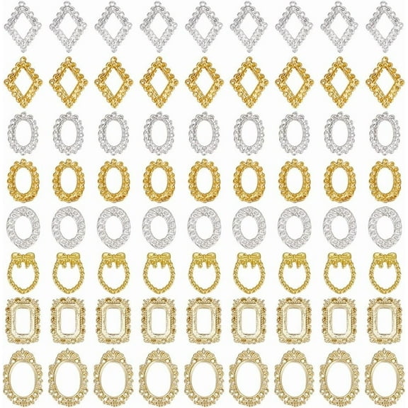 80Pcs 8 Styles Photo Frame Alloy Charms Mini Photo Frame Pendants Picture Frame Charm Alloy Nail Art Decoration Accessories for DIY DIY Crafts Earrings Necklace Jewelry Making Photos Craft