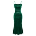 thumbnail image 2 of OSFVNOXV Retro Velvet Dress for Women Formal Casual Spaghetti Straps Fit & Flare Wrap Cocktail Maxi Dress with Fishtail, 2 of 9