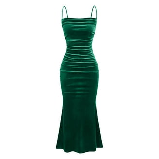 Emerald Green Prom Dress Emerald Green Velvet Mermaid Evening Dress –  Square Neck Wrap Maxi Gown With Slit & Rhinestones For Weddings & Parties Emerald  Green Midi Dress