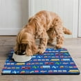 thumbnail image 2 of Dog Food Mat Featuring Construction Cartoon Car Truck Tractor Pattern, Durable Waterproof Absorbent Non-Slip Pet Feeding Mat, 2 of 7