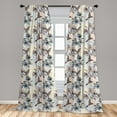 thumbnail image 5 of Ambesonne Nature Curtains, Birds Hibiscus Flowers, Pair of 28"x95", Teal Brown, 5 of 5