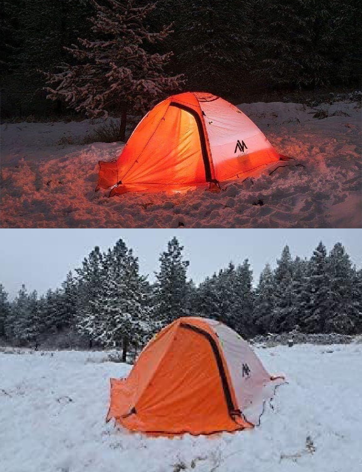 IC ICLOVER 4 Season Backpacking Tent for 2 Person Ultralight Waterproof All Weather Double Layer Camping Tents for Backpacker Outdoor Hiking Survival - Orange