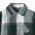 thumbnail image 4 of TOWED22 Toddler Boys Girls Flannel Plaid Shirt Button Down Long Sleeve Jacket Lapel Shacket Coat Tops Casual Outwear,Green,2-3 Y, 4 of 5