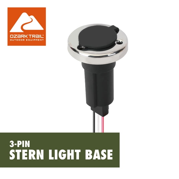 Ozark Trail Stainless Steel 3-Pin Stern Light Base with Protective Port Cover