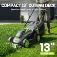 thumbnail image 7 of Steelite 2x21V 13" Cordless Lawn Mower,Electric Lawn Mowers with Brushless Motor for Garden/Yard/Farm, Lightweight with 8-Gallon Grass Bag,5 Heights Adjustment, 2*4.0Ah Battery & Charger Included, 7 of 7