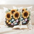 thumbnail image 3 of Outdoor Pillow Covers Spring Sunflower Easter Egg Nest on White Waterproof Pillow Cases 20x20 Set of 2, Floral Leaves Throw Pillow Cover Pillowcase for Patio Balcony Couch Garden, 3 of 9
