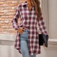 thumbnail image 3 of Camisa Abrigos a cuadros con botones para mujer, camisas casuales de manga larga, cómodas camisas de primavera y otoño, Tops Ygjytge Rojo T L para Mujer, 3 of 7