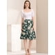 thumbnail image 2 of Falda midi floral Allegra K con cinturón y aberturas delanteras de cintura alta para mujer Verde L, 2 of 6