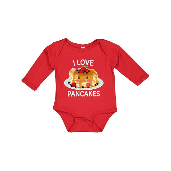 Inktastic I Love Pancakes with Cute Stack of Pancakes Boys or Girls Long Sleeve Baby Bodysuit
