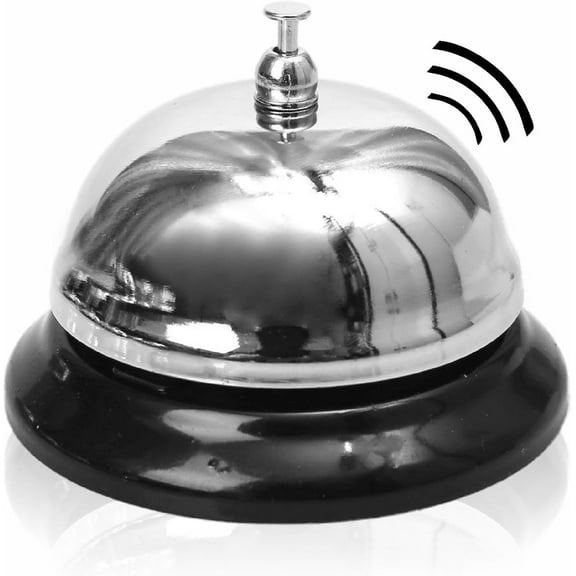 Call Bell Stainless Steel Reception Bell Hand Held Desk Service Bell Counter Top Bell Attention Call Ringer Butler Waiter Bell For Hotels Concierge Area Schools Bar Restaurants Accessories (Silver)