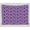 thumbnail image 1 of Flower Tapestry, Abstract Garden Art with Continuous Curvy Wavy Stems and Petals Print, Wall Hanging for Bedroom Living Room Dorm Decor, 80W X 60L Inches, Dark Purple and White, by Ambesonne, 1 of 2