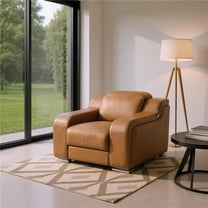 HomeRoots 634539 41 in. Chestnut Italian Leather Wall Hugger Recliner with USB