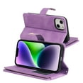 thumbnail image 5 of ELEHOLD Luxury Wallet Case for iPhone 14 Plus 6.7" Card Slots Zipper Purse Stand Function with Crossbody Strap Wrist Strap PU Leather Shockproof Case,Lightpurple, 5 of 6