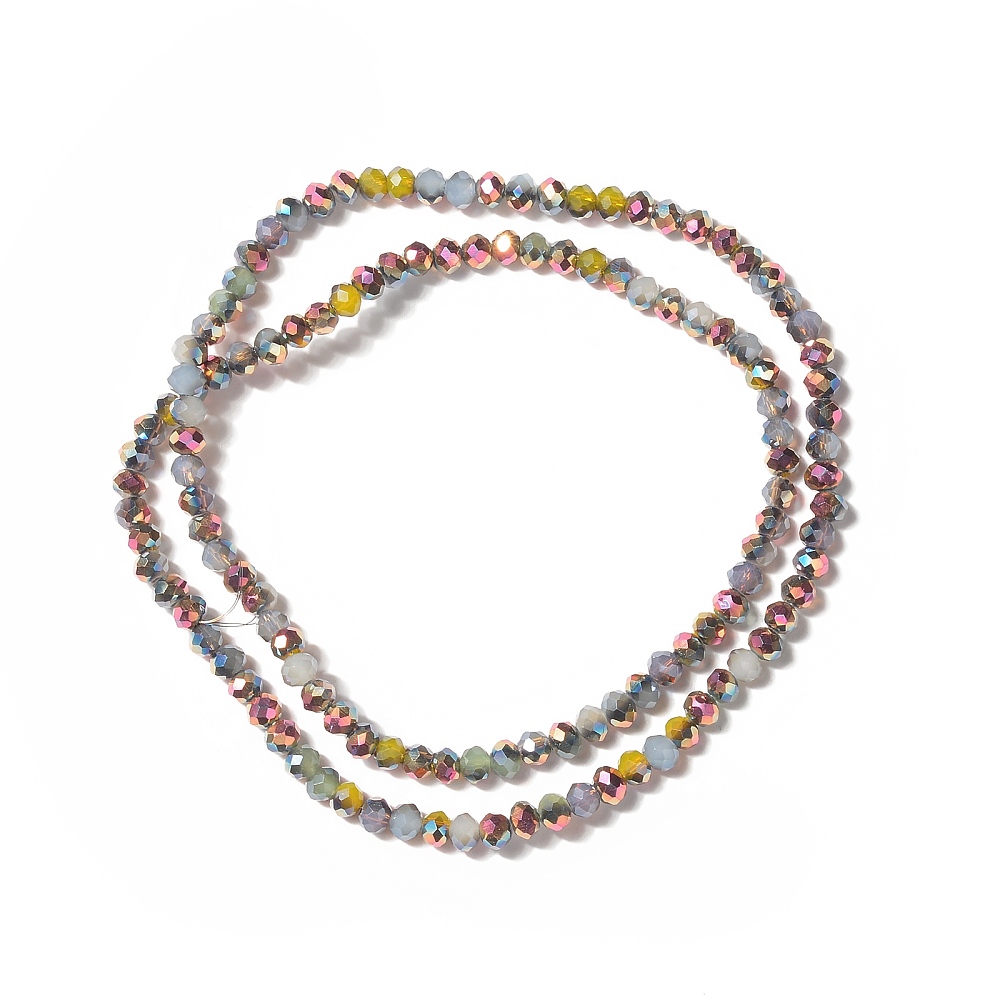 Electroplated Glass Beads Strands Multi-color Plated Faceted Abacus Colorful 4x3mm Hole: 0.9mm 128pcs/strand 17.13 inch(43.5cm)