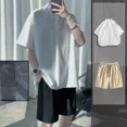 thumbnail image 3 of Camisetas negras, camisetas, pantalones cortos, trajes para hombres, camisetas lisas Kpop con estilo, ropa de verano, conjuntos para hombre, camisetas y tops holgados elegantes, novedad, 3 of 5