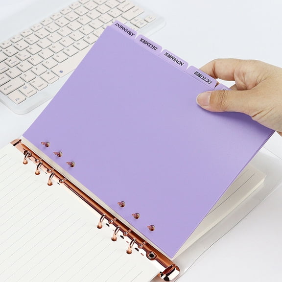 6-Pack Violet Binder Dividers with Pockets, Separator Page Tabs, Note Pads and Clips for Organizing Documents