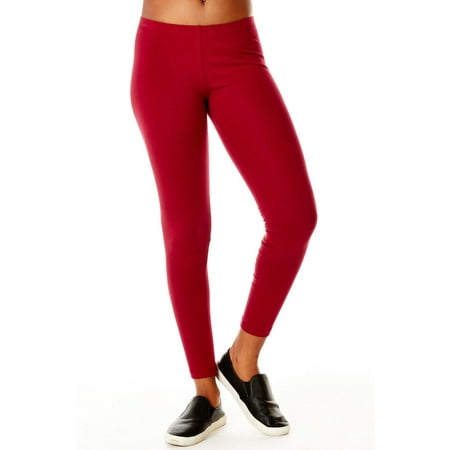 - Womens Bozzolo Plain Basic Solid Color Material Leggings RB4003-S-BURGUNDY