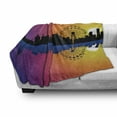 thumbnail image 3 of Ferris Wheel Soft Flannel Fleece Blanket, Silhouette Skyline at Sunset with Reflection on the River Graphic Ombre Print, Cozy Plush for Indoor and Outdoor Use, 60" x 80", Multicolor, by Ambesonne, 3 of 6
