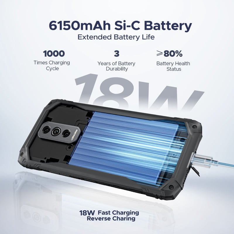 DOOGEE Blade 10 Ultra Energy Rugged Phone 4.5G,36GB+256GB/2TB /6150mAh OTG / 64MP/ 6.56" HD+ 90Hz Android 15 Rugged Smartphone Dual SIM/NFC/Face ID/Fingerprint/IP68/IP69K Waterproof Phone 2026