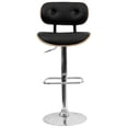 thumbnail image 3 of Beech Bentwood Adjustable Height Barstool with Button Tufted Black Vinyl Seat, 3 of 9