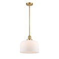 thumbnail image 4 of Innovations Lighting  Franklin Restoration Bell - 1 Light 12" Stem Hung Mini Pendant Satin Gold/Matte White, 4 of 5