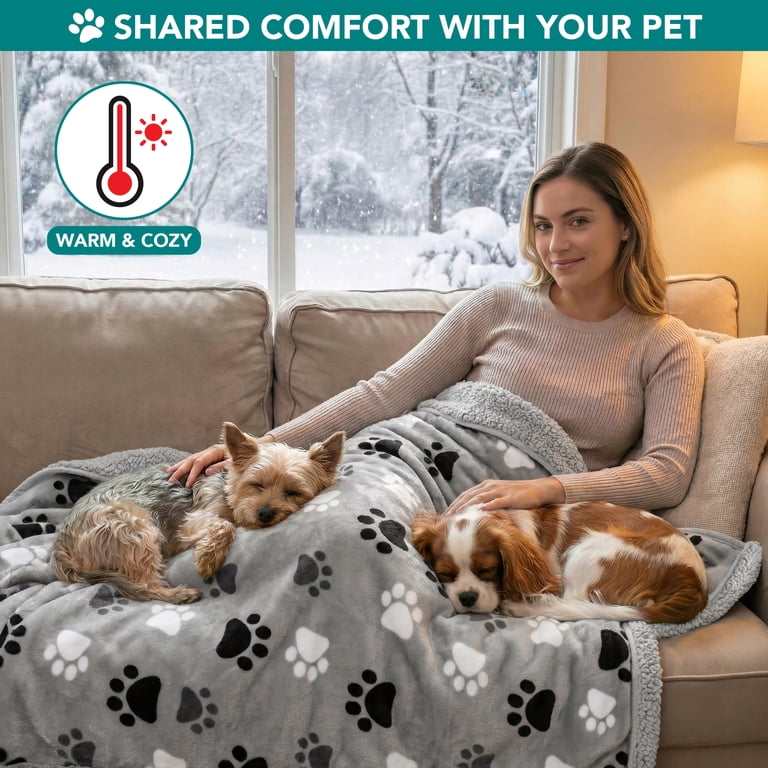 PetAmi Waterproof Dog Blanket, 40x60 Inch Grey Paw photo 7