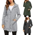thumbnail image 3 of Koszal Extérieur Coupe-Vent Imperméable Léger à Capuche Femmes Veste de Pluie Longue, 3 of 7