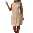 thumbnail image 1 of Robe Décontractée pour Femmes Été Basique Couleur Unie Gilet pour Usage Quotidien Vacances Col Rond Sans Manches Tenue Confortable avec Sac et Espadrilles, 1 of 5