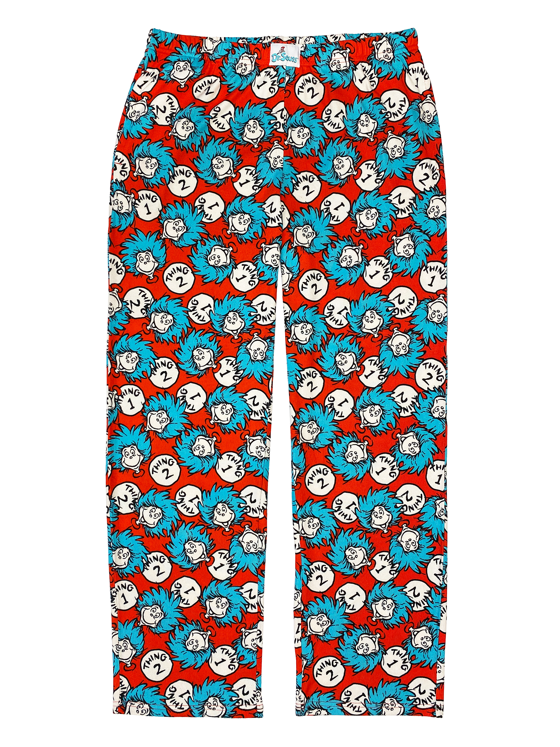 Dr. Seuss Women's Cat in the Hat Thing One Thing Two Hacci Knit Wide Leg Sleep Pants, Sizes XS-3X