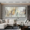thumbnail image 2 of Large Abstract Gold Texture Oil Painting on Canvas Minimalist Yellow Ripple Acrylic Painting Modern Living Room Wall Art Decor, 2 of 6