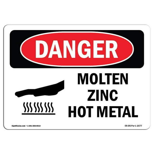 SignMission OS-DS-A-1824-L-1677 Signe de Danger d'Osha 18 x 24 Po - Métal Chaud de Zinc Fondu