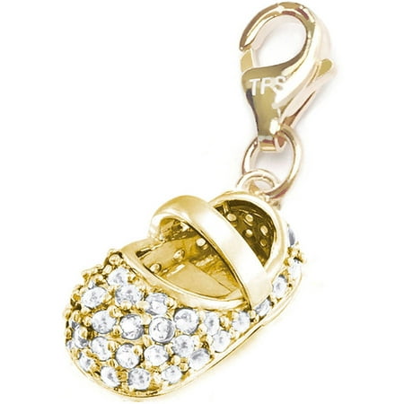 Julieta Jewelry 14kt Gold over Sterling Silver Baby Shoe in White Clip-On Charm