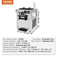 thumbnail image 4 of VEVOR Commercial Ice Cream Machine, 18-28 L/H Yield, 1850W 3-Flavor Countertop Soft Serve Ice Cream Maker, 2 x 5.5L Stainless Steel Cylinder, LED Panel Auto Clean Pre-cooling, for Restaurant Bars, 4 of 10