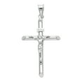 thumbnail image 2 of 14K White Gold Crucifix Cross Pendant with 1.2mm Singapore Chain Chain Necklace - 20", 2 of 6
