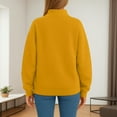 thumbnail image 7 of Mock Neck Sweatshirt Women No Hood Turtleneck Tops Casual Oversized Y2K Long Sleeve Pullover Sweatshirts With Pockets Yellow 2XL, 7 of 7