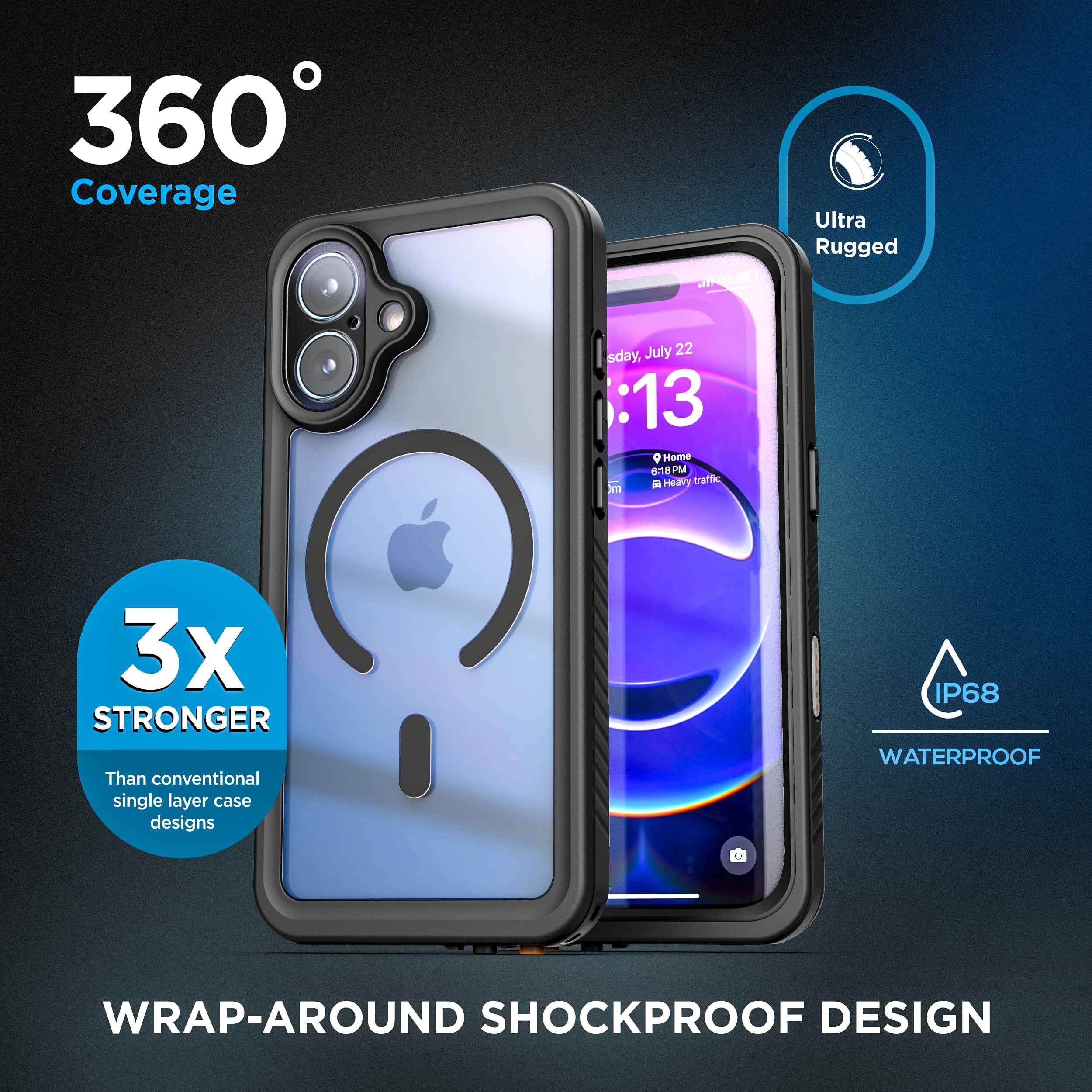 Encased for iPhone 17 Waterproof Case with Camera Control Capture Button [IP-68] Full Body Protection with Built-in Screen Protector (Compatible with MagSafe)