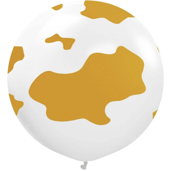 24 inch Kalisan Country Cow - White W/ Gold Ink Latex Balloons (1 Pack) - Party Supplies Decorations