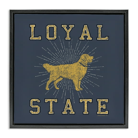 Stupell Industries Varsity Loyal State Novelty & Humor Painting Black Floater Framed Canvas Art Print Wall Art, 18 x 18