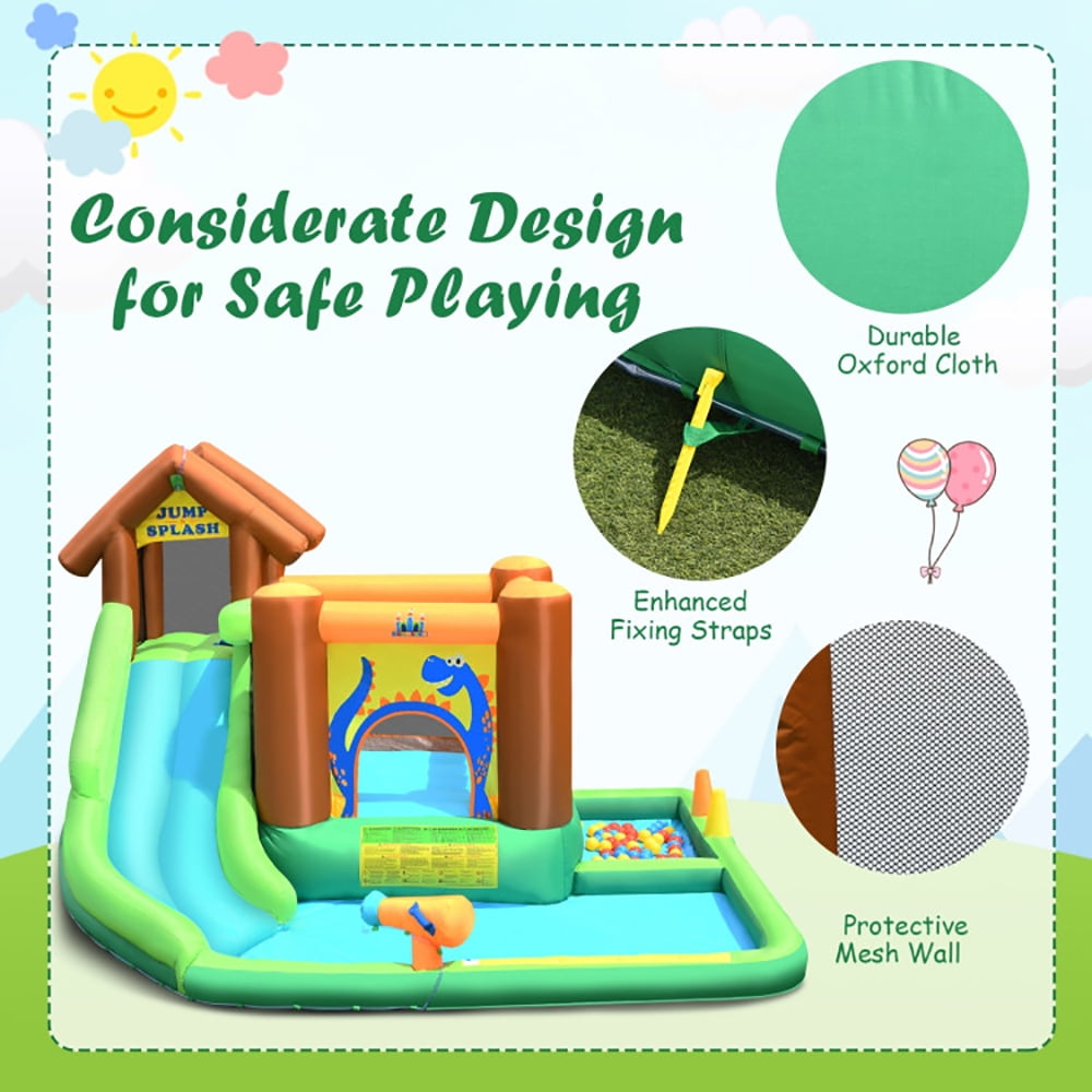 Aimee Lii Inflatable Waterslide Bounce House Climbing Wall Ball Pit with Blower, Playhouse for Kids Outdoor Aimee Lii Inflatable Waterslide Bounce House Climbing Wall Ball Pit with Blower, Playhouse for Kids Outdoor
