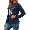 thumbnail image 3 of Xuanfei Women Christmas Snowflake Print Crew Neck Long Sleeve Top, 3 of 6
